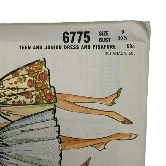 Vintage 60s McCalls 6775 Pattern Teen Junior 9-16 Dress Pinafore Uncut Easy Rule - Picture 2 of 4
